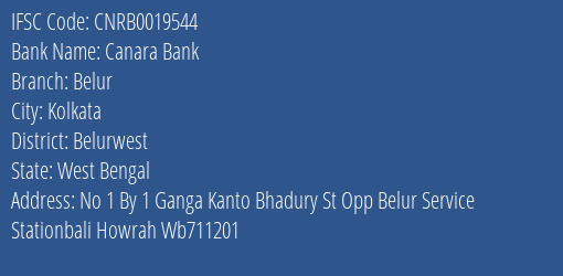 Canara Bank Belur Branch Belurwest IFSC Code CNRB0019544