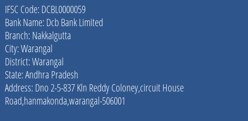 Dcb Bank Limited Nakkalgutta Branch IFSC Code