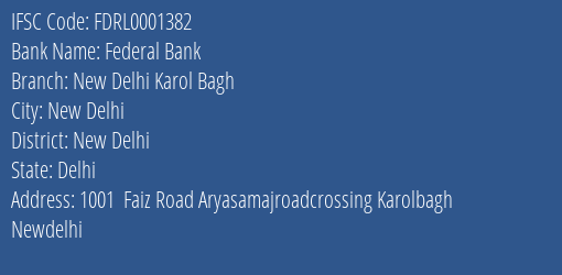 Federal Bank New Delhi Karol Bagh Branch IFSC Code