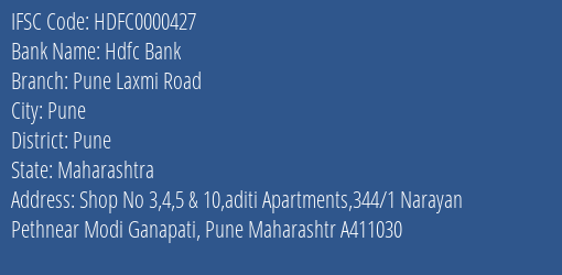 Hdfc Bank Pune Laxmi Road Branch IFSC Code