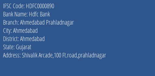Hdfc Bank Ahmedabad Prahladnagar Branch IFSC Code