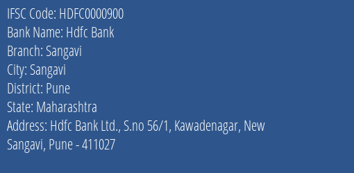 Hdfc Bank Sangavi Branch Pune IFSC Code HDFC0000900