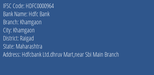 Hdfc Bank Khamgaon Branch IFSC Code