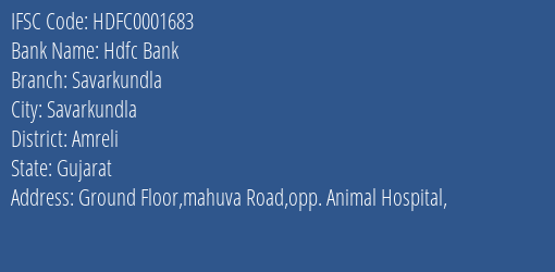 Hdfc Bank Savarkundla Branch, Branch Code 001683 & IFSC Code HDFC0001683