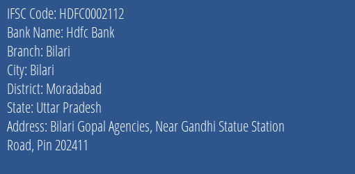 Hdfc Bank Bilari Branch Moradabad IFSC Code HDFC0002112