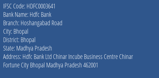 Hdfc Bank Hoshangabad Road Branch Bhopal IFSC Code HDFC0003641