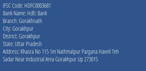 Hdfc Bank Gorakhnath Branch Gorakhpur IFSC Code HDFC0003681