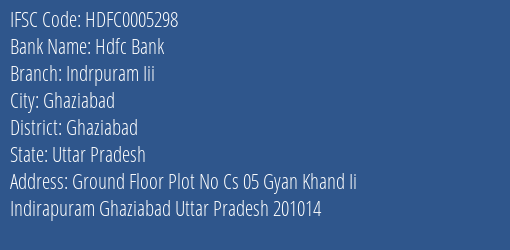 Hdfc Bank Indrpuram Iii Branch Ghaziabad IFSC Code HDFC0005298