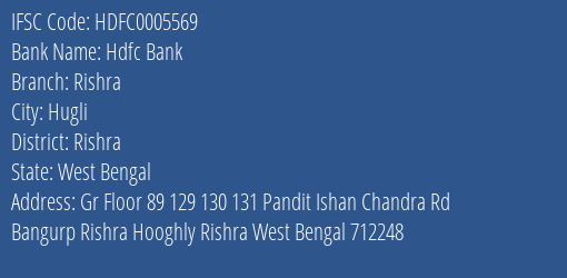 Hdfc Bank Rishra Branch Rishra IFSC Code HDFC0005569