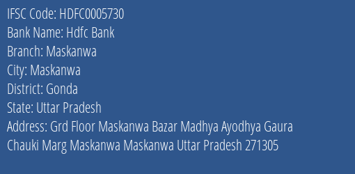 Hdfc Bank Maskanwa Branch, Branch Code 005730 & IFSC Code Hdfc0005730