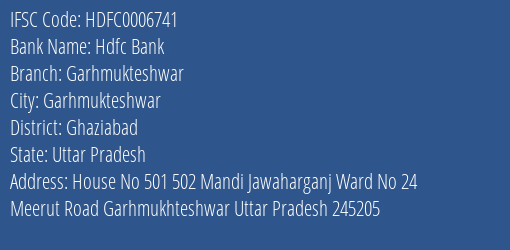 Hdfc Bank Garhmukteshwar Branch Ghaziabad IFSC Code HDFC0006741