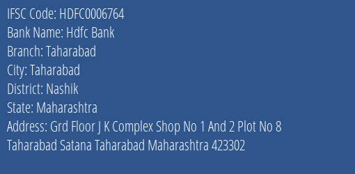 Hdfc Bank Taharabad Branch Nashik IFSC Code HDFC0006764