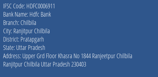 Hdfc Bank Chilbila Branch Pratapgarh IFSC Code HDFC0006911