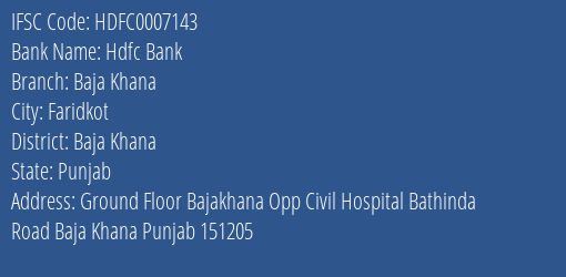 Hdfc Bank Baja Khana Branch Baja Khana IFSC Code HDFC0007143