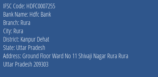 Hdfc Bank Rura Branch Kanpur Dehat IFSC Code HDFC0007255