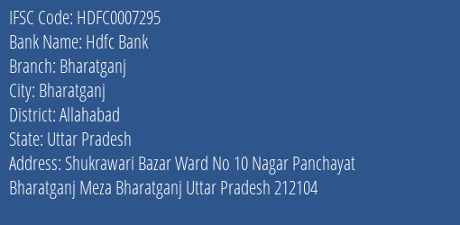 Hdfc Bank Bharatganj Branch, Branch Code 007295 & IFSC Code Hdfc0007295