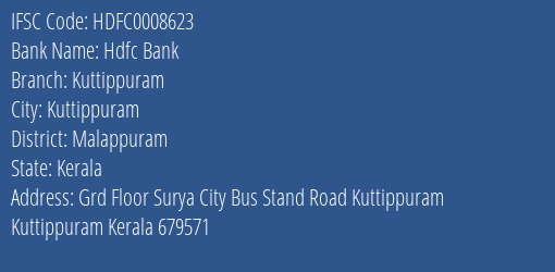 Hdfc Bank Kuttippuram Branch Malappuram IFSC Code HDFC0008623