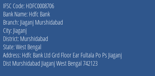 Hdfc Bank Jiaganj Murshidabad Branch Murshidabad IFSC Code HDFC0008706