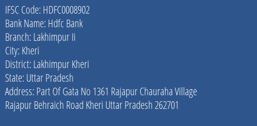 Hdfc Bank Lakhimpur Ii Branch Lakhimpur Kheri IFSC Code HDFC0008902