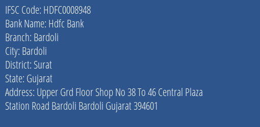 Hdfc Bank Bardoli Branch Surat IFSC Code HDFC0008948