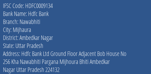 Hdfc Bank Nawabhiti Branch Ambedkar Nagar IFSC Code HDFC0009134