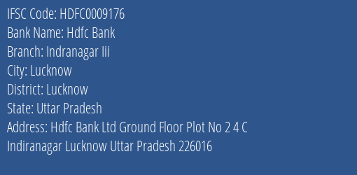 Hdfc Bank Indranagar Iii Branch Lucknow IFSC Code HDFC0009176