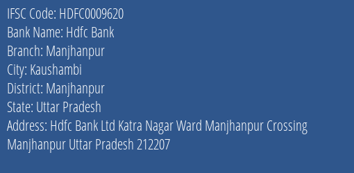 Hdfc Bank Manjhanpur Branch Manjhanpur IFSC Code HDFC0009620