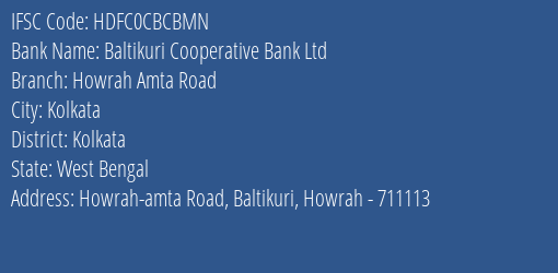 Hdfc Bank Baltikuri Cooperative Bank Ltd Branch, Branch Code CBCBMN & IFSC Code HDFC0CBCBMN