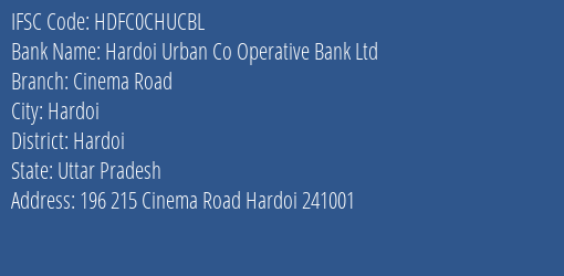 Hdfc Bank Hardoi Urban Co Operative Bank Ltd Branch Hardoi IFSC Code HDFC0CHUCBL