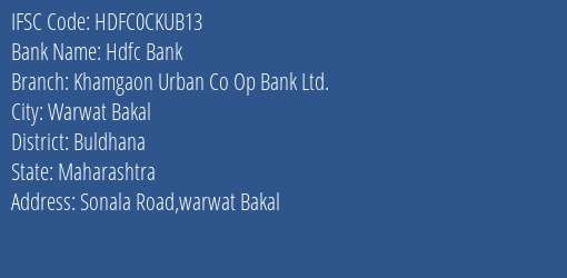 Khamgaon Urban Co Op Bank Ltd Sonala Road Branch IFSC Code