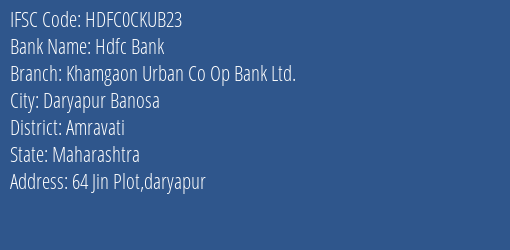 Khamgaon Urban Co Op Bank Ltd Daryapur Branch IFSC Code