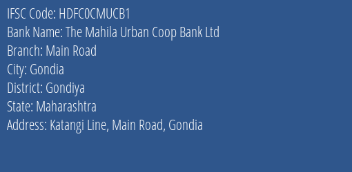 Hdfc Bank The Mahila Urban Coop Bank Ltd Branch, Branch Code CMUCB1 & IFSC Code HDFC0CMUCB1