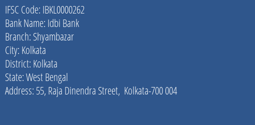 Idbi Bank Shyambazar Branch IFSC Code