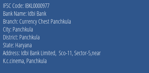 Idbi Bank Currency Chest Panchkula Branch IFSC Code