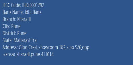 Idbi Bank Kharadi Branch Pune IFSC Code IBKL0001792