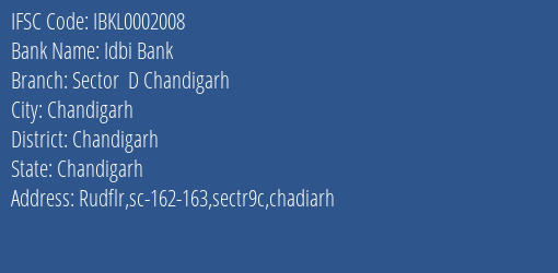 Idbi Bank Sector D Chandigarh Branch IFSC Code