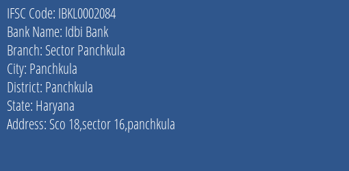 Idbi Bank Sector Panchkula Branch IFSC Code