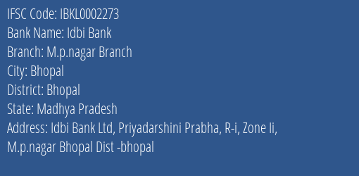 Idbi Bank M.p.nagar Branch Branch IFSC Code