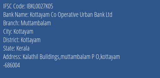 Idbi Bank Kottayam Co Operative Urban Bank Ltd Branch, Branch Code 027K05 & IFSC Code IBKL0027K05