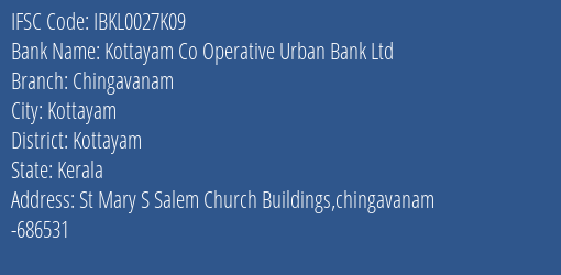 Idbi Bank Kottayam Co Operative Urban Bank Ltd Branch, Branch Code 027K09 & IFSC Code IBKL0027K09