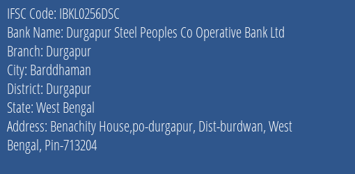 Idbi Bank Durgapur Steel Peoples Co Operative Bank Ltd Branch IFSC Code