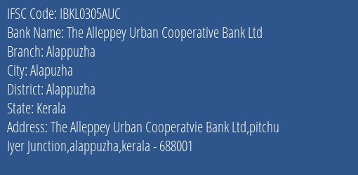 Idbi Bank The Alleppey Urban Cooperative Bank Ltd Branch, Branch Code 305AUC & IFSC Code Ibkl0305auc