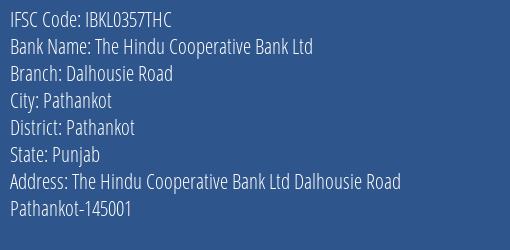 Idbi Bank The Hindu Cooperative Bank Ltd. Branch, Branch Code 357THC & IFSC Code IBKL0357THC