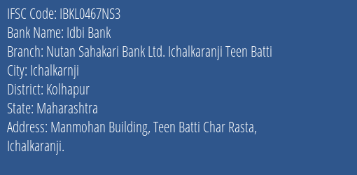 Nutan Sahakari Bank Ltd Teen Batti Branch IFSC Code
