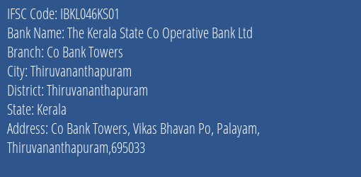 Idbi Bank The Kerala State Co Operative Bank Ltd Branch, Branch Code 46KS01 & IFSC Code Ibkl046ks01