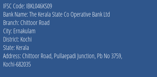 Idbi Bank The Kerala State Co Operative Bank Ltd Branch, Branch Code 46KS09 & IFSC Code IBKL046KS09