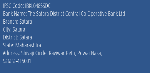 Idbi Bank The Satara District Central Co Operative Bank Ltd. Satara Branch, Branch Code 485SDC & IFSC Code IBKL0485SDC