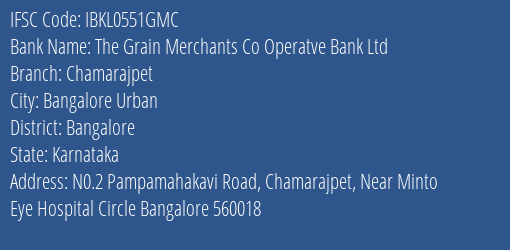 Idbi Bank The Grain Merchants Co Operatve Bank Ltd Branch, Branch Code 551GMC & IFSC Code IBKL0551GMC