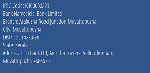 Icici Bank Limited Arakuzha Road Junction Muvattupuzha Branch IFSC Code
