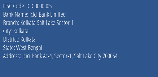 Icici Bank Limited Kolkata Salt Lake Sector 1 Branch IFSC Code